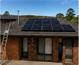 House roof with panels
